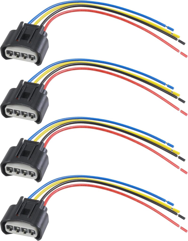 SCUARI 4PCS Ignition Coil Connector,Ignition Coil Wire Harness,Car Accessories Ignition Coil Female Connector Plug Harness Pigtail,4 Wire Automotive Coil Winee Cable,Replace #90980-11885 90980-11885 - Image 1